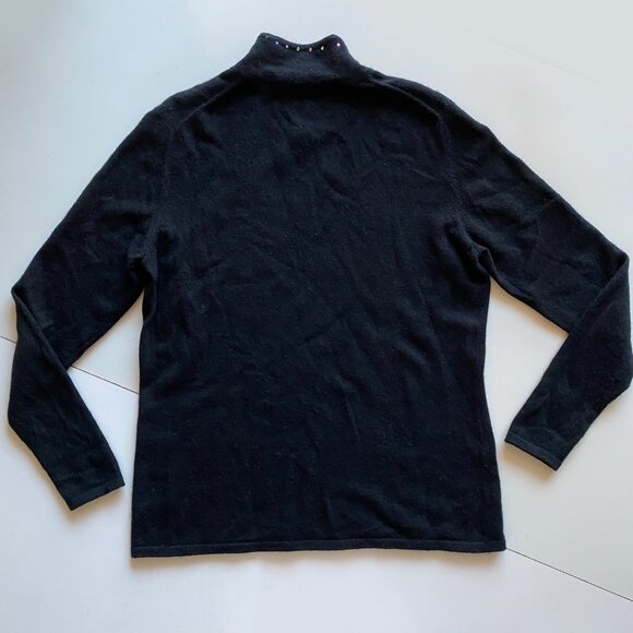 EL Daws 100% Cashmere Black Sweater Womens Size S Crewneck Knit - Picture 4 of 8